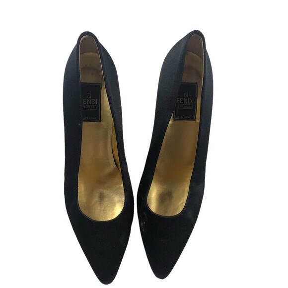 Fendi vintage black suede heels 36.5 (US 6.5 ) - Picture 2 of 11